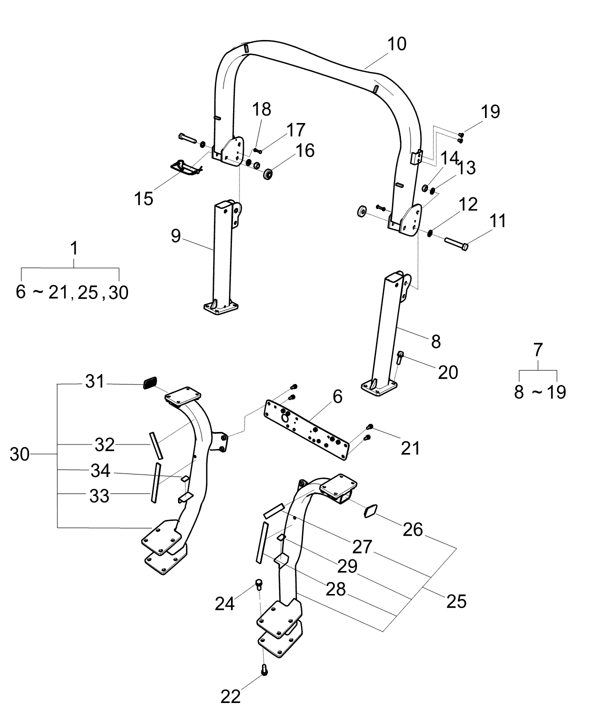 Frame ROPS Upper (z) Trg880