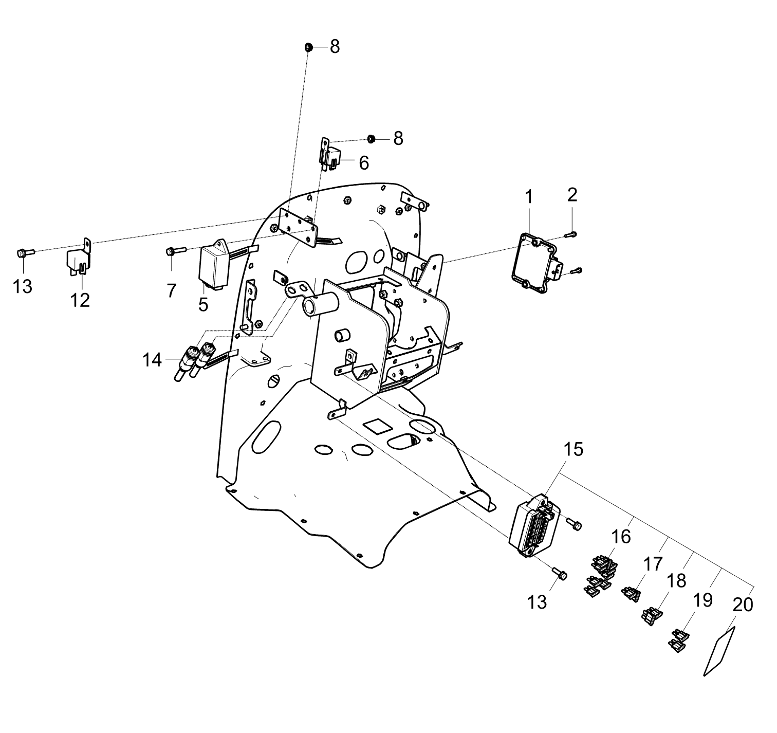 LS Tractor Fuse 20a A0751007 diagram, part 40012890