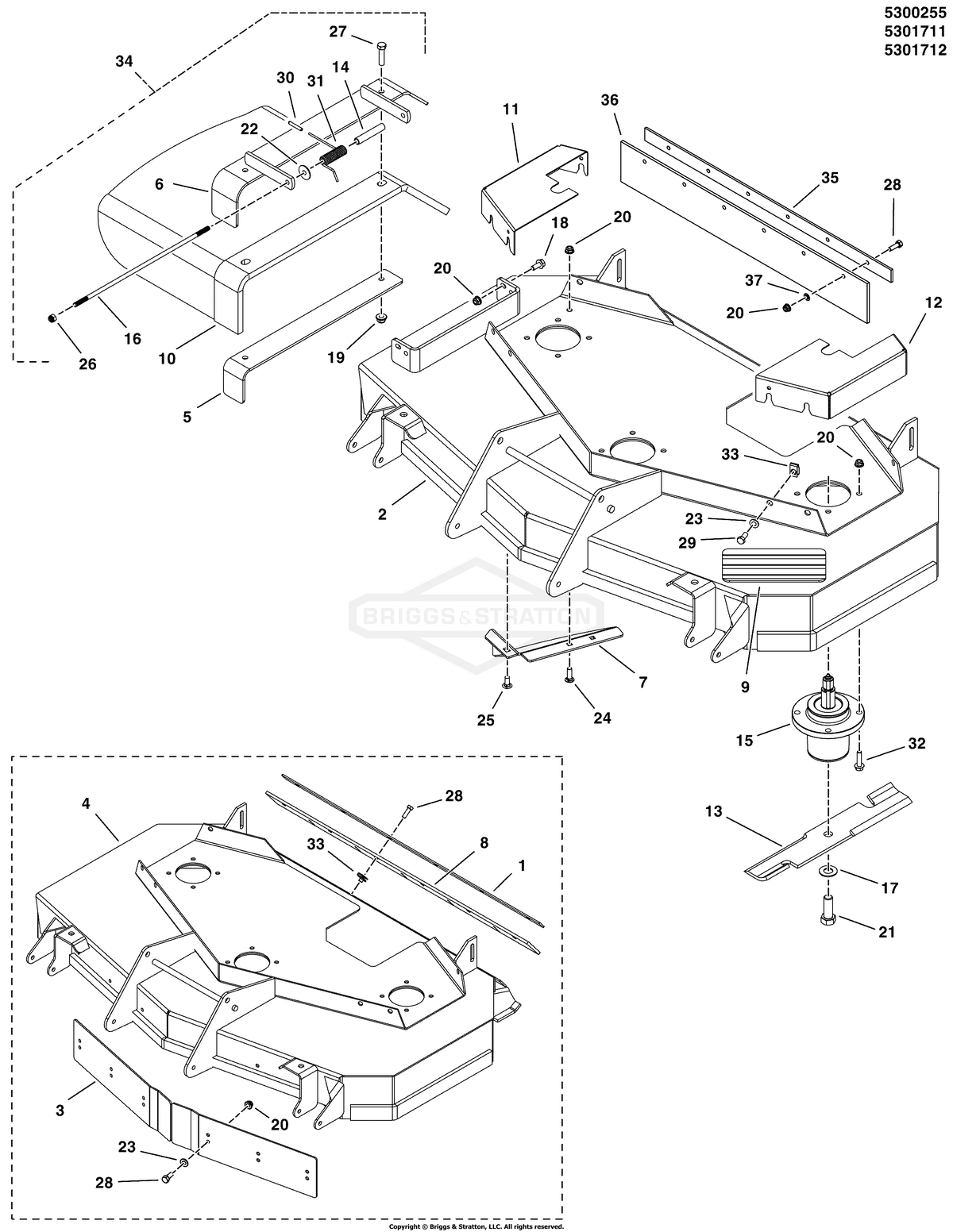 Ferris 44" Set Deck Blade diagram, part 5061827S
