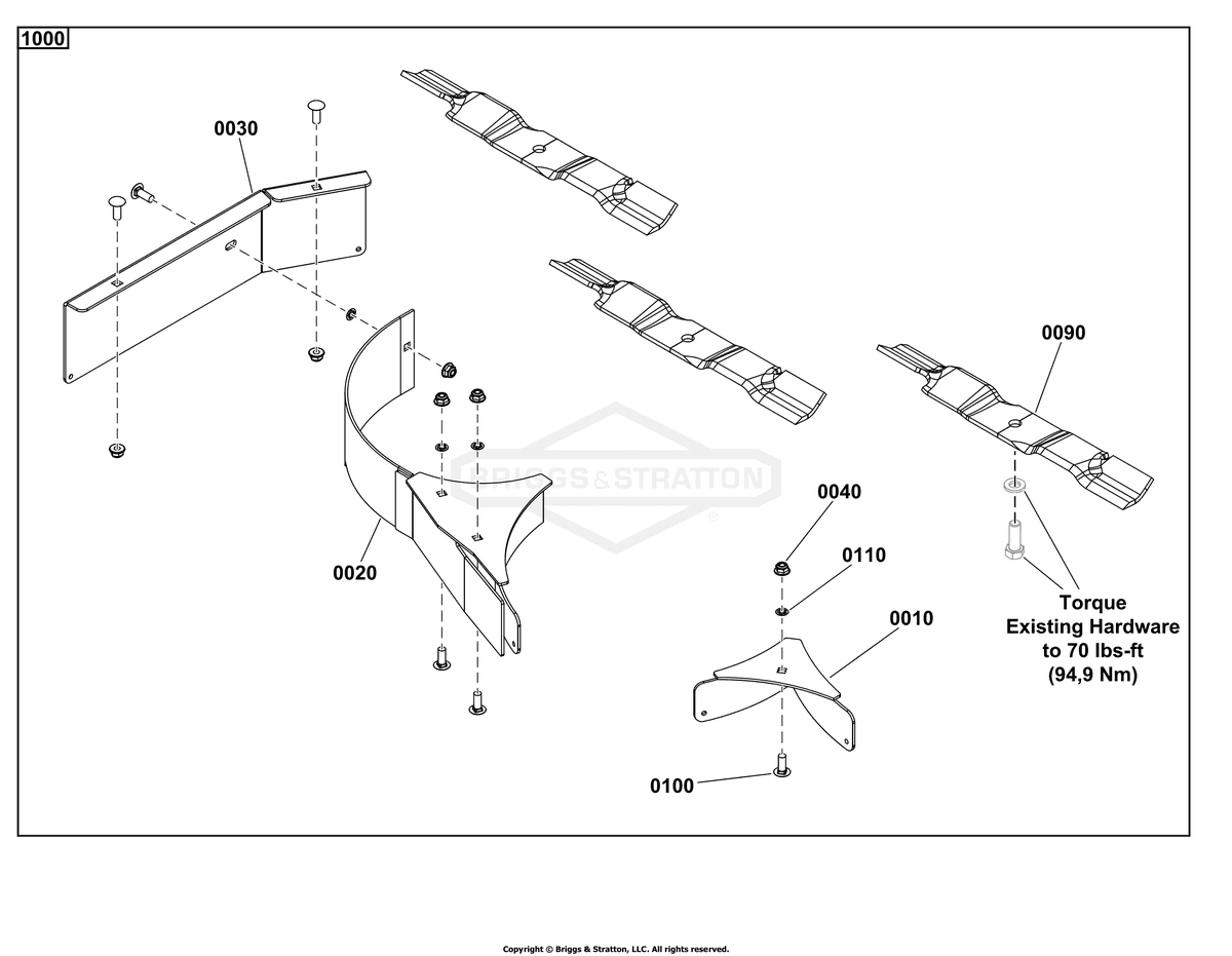Ferris 52" Deck Mulch Blade Set diagram, part 5103304S