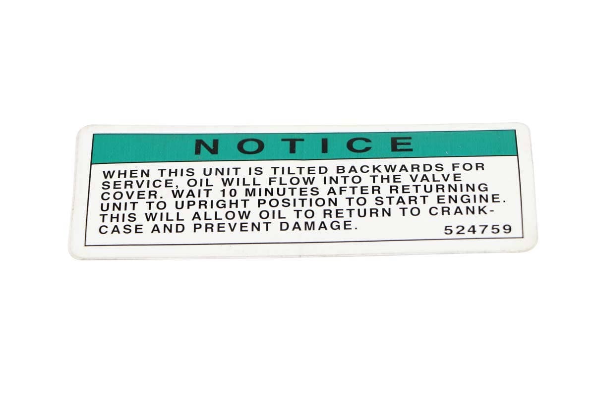Decal Notice Oil Backflow