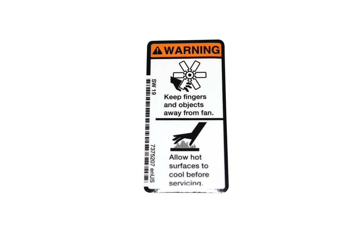 Decal Warn Fan/Hot