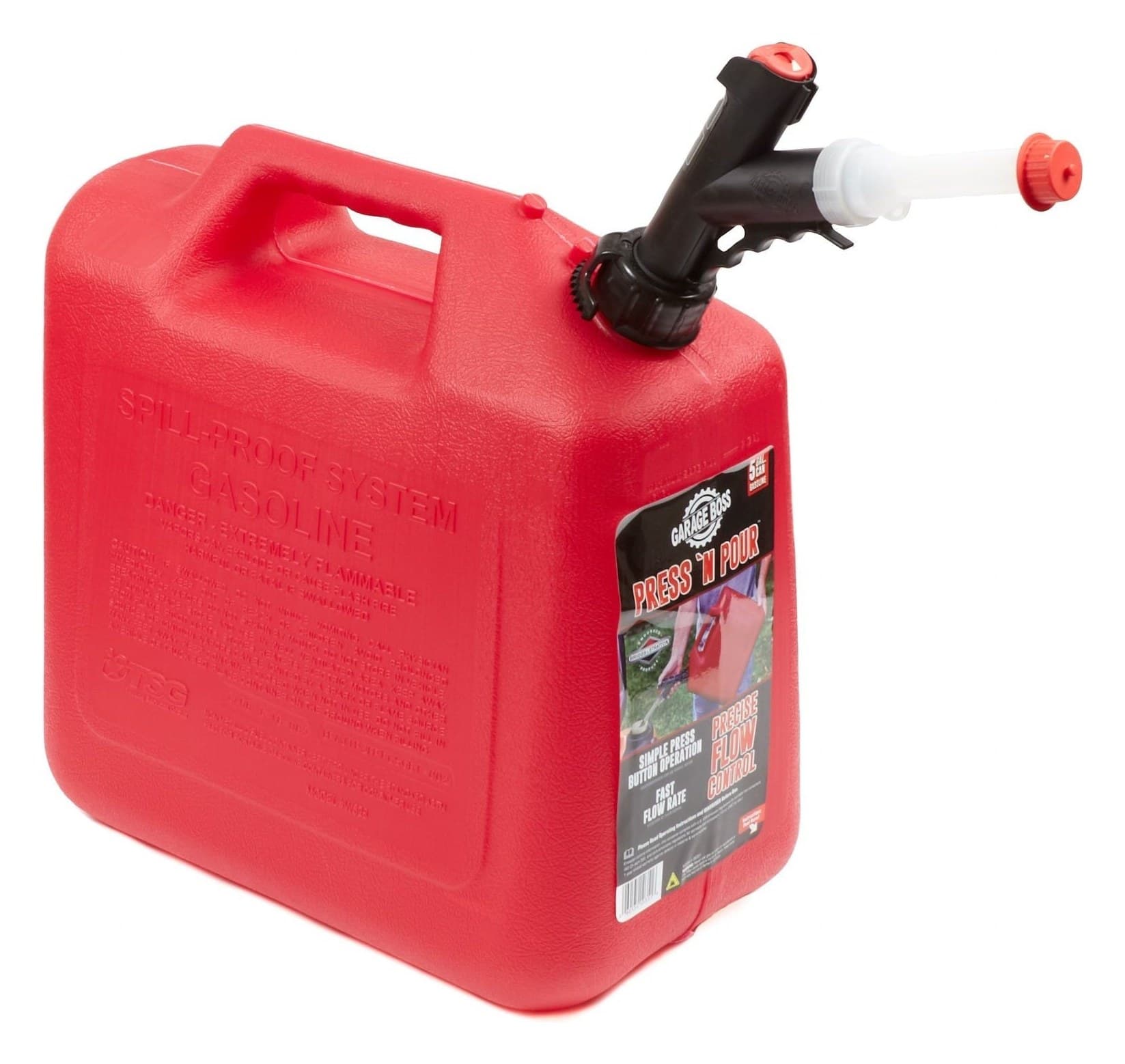 GB351 GarageBoss Press 'N Pour Gas Can, 5 Gallon