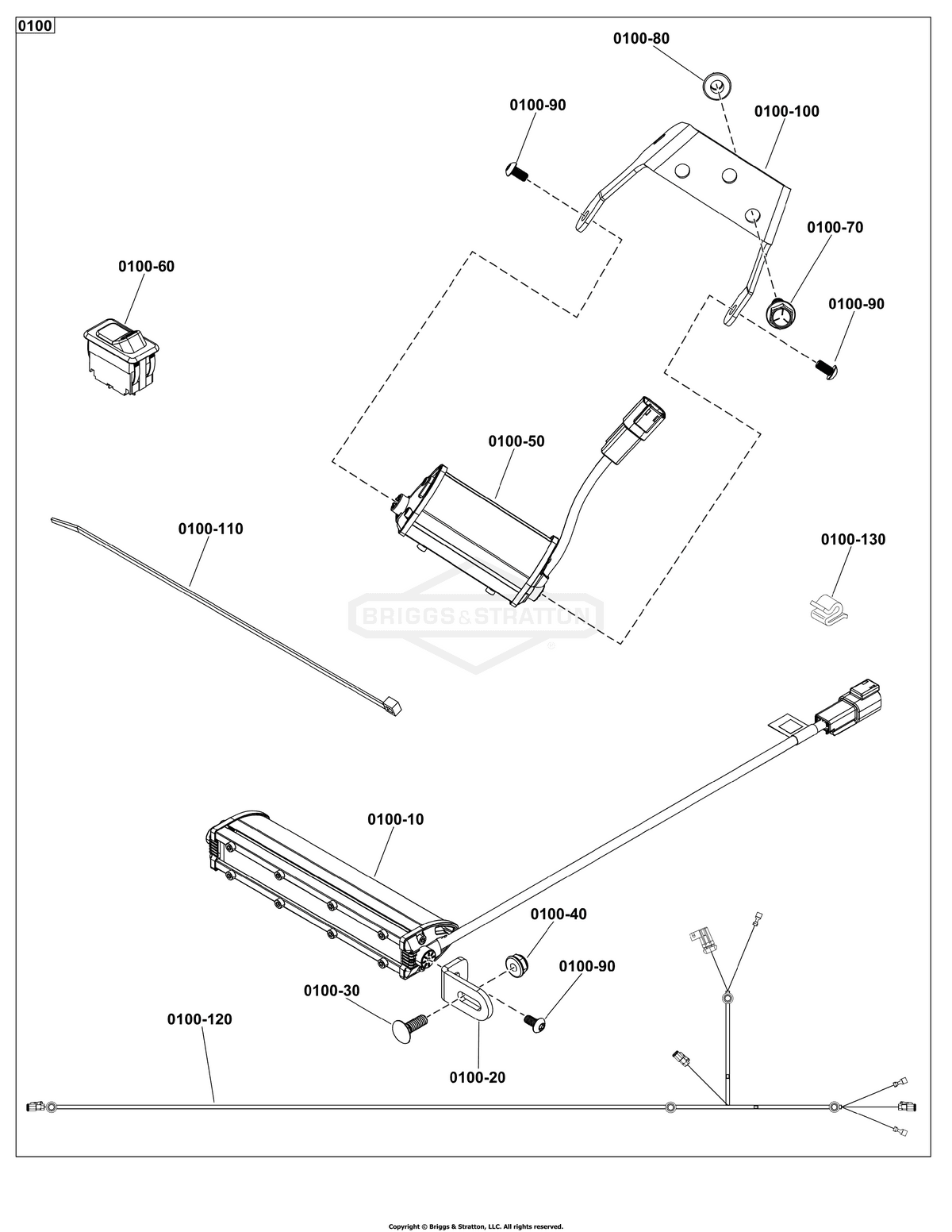 Ferris Switch Headlight diagram, part 1703799SM