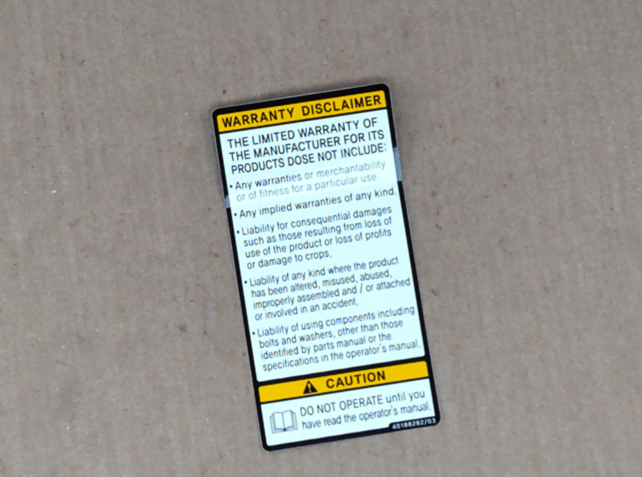Decal Warranty