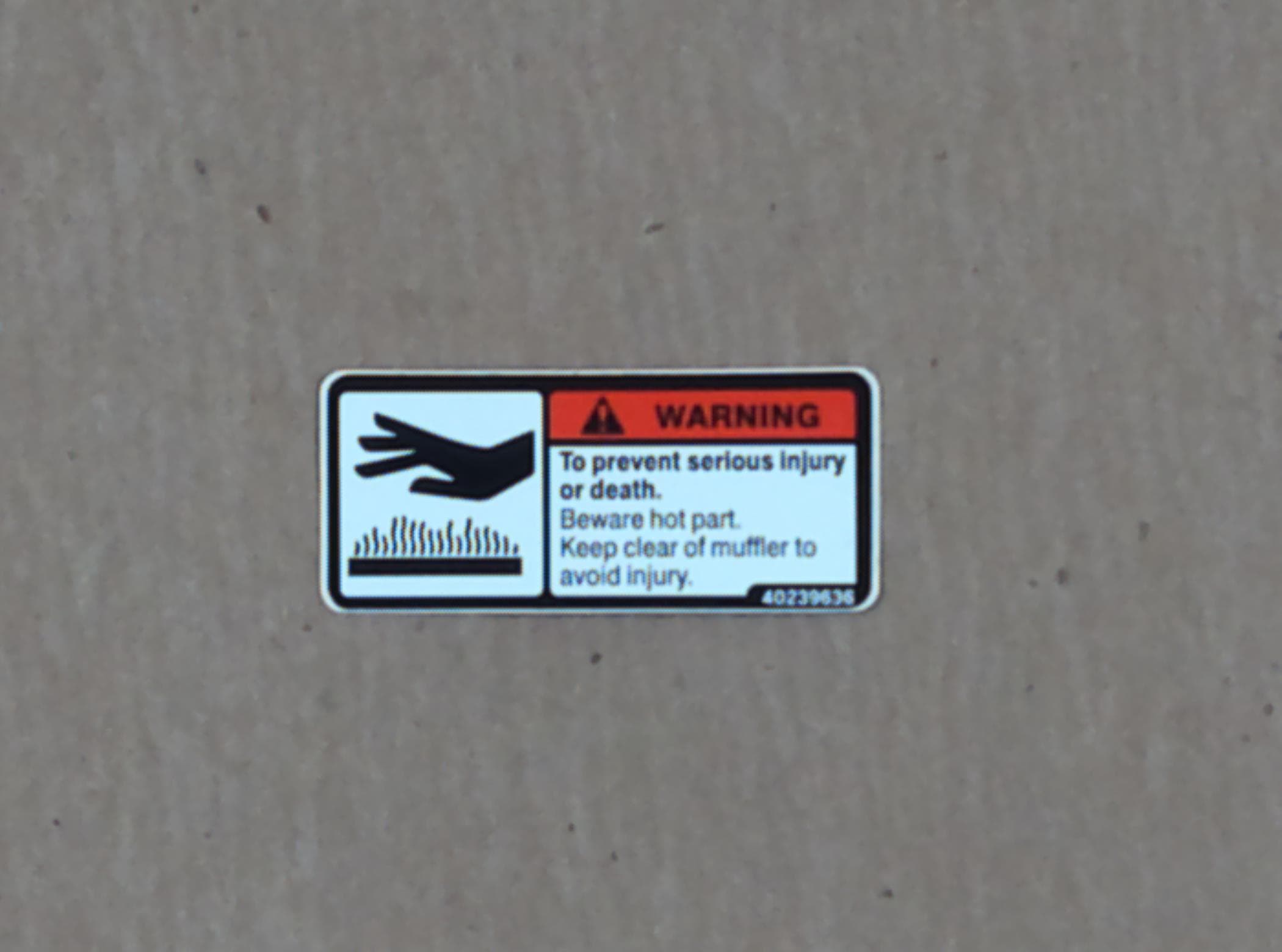 Decal Muffler Warning