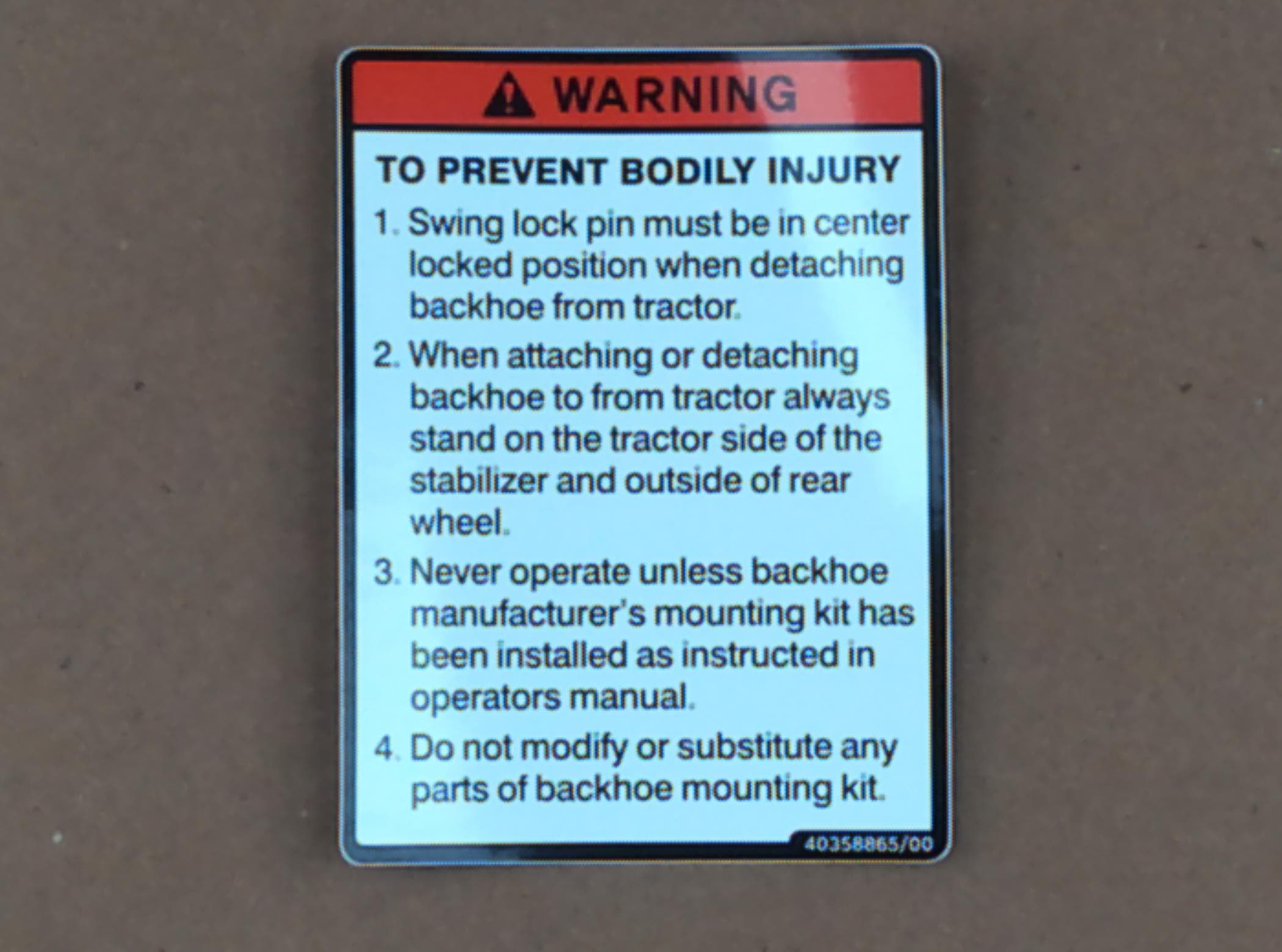 Decal Warning TSBH