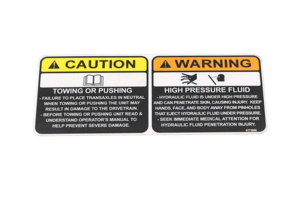 Decal-Tow Fluid Pressure Warn