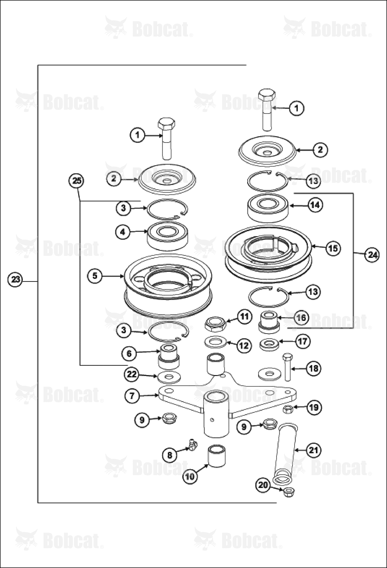 S-Assm,Pulley 5"OD Idler V Grv