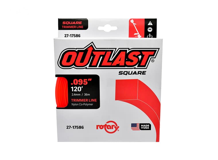17586 TRIMMER LINE .095 X 120' OUTLAST SQUARE RED