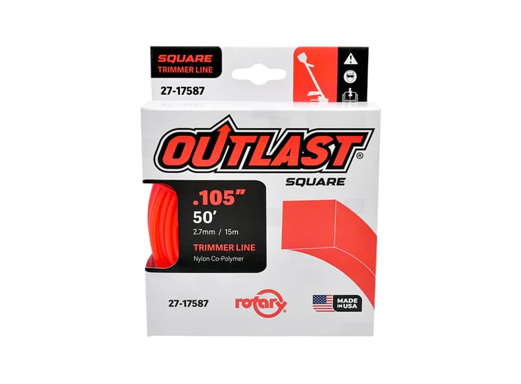 17587 TRIMMER LINE .105 X 50' OUTLAST SQUARE RED
