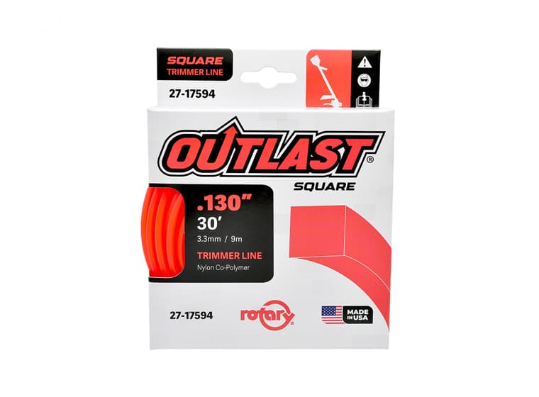 17594 TRIMMER LINE .130 X 30' OUTLAST SQUARE RED
