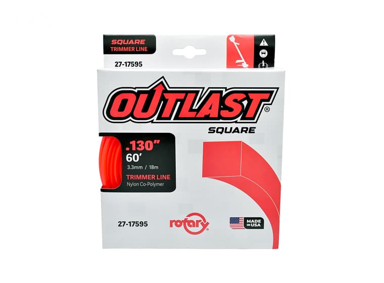 17595 TRIMMER LINE .130 X 60' OUTLAST SQUARE RED