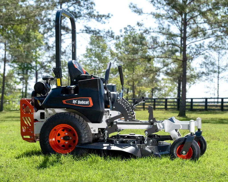 Bobcat ZT6000 zero turn mower on a fenced property