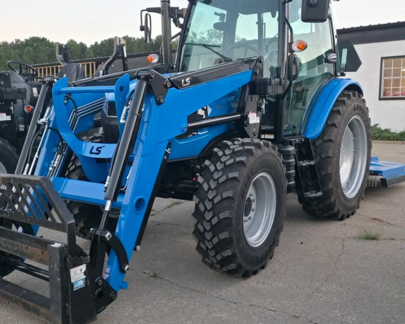 LS tractor with front loader on the Dykes Motors lot in Collins, Mississippi